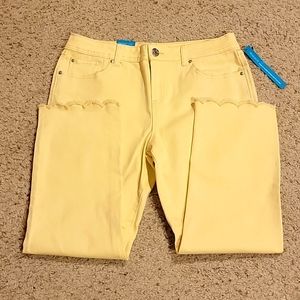 INC women's yellow jeans size 10 skinny crop